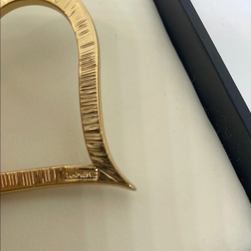 Vintage Jewelry Napier Gold Tone Heart Brooch Sparkling Crystals - Picture 4 of 4